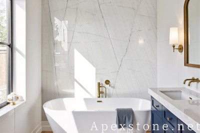 white Marble subway tile shower wall
