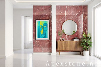 subway red Marble wall entry hall