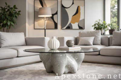 3/4 inch white Marble tile living room floor