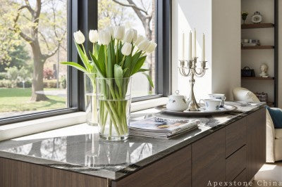 Honed Michelangelo Grey Marble tops