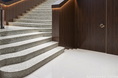 sealed grey Limestone floor entrance