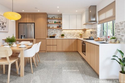 grey Limestone luxury tile kitchen floor