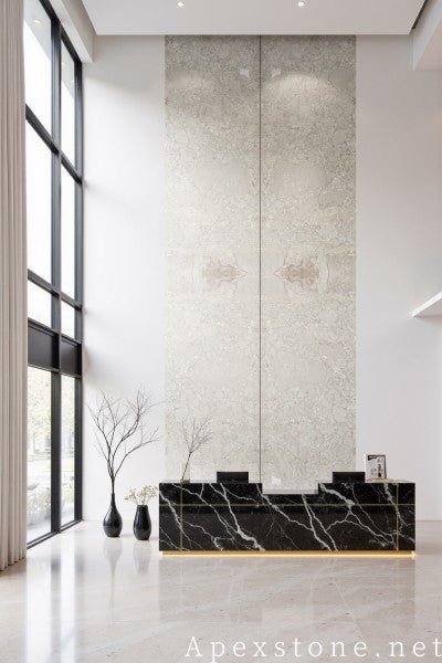 stacked stone veneer grey Marble wall mall