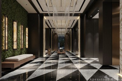 3/4 inch grey Marble floor foyer