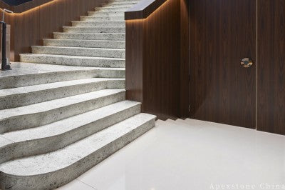3/4 inch grey Marble floor foyer