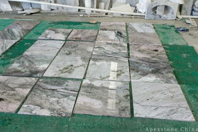 white Marble tumbled wall fireplace