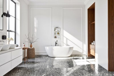 black Marble marble top bathtub shower