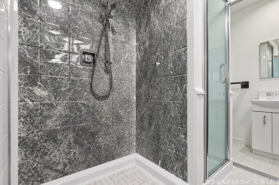 black Marble marble top bathtub shower