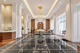 round black Granite floor office