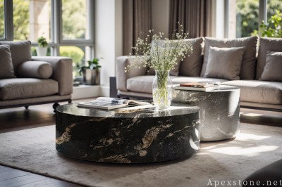 with drawer black Granite coffee table