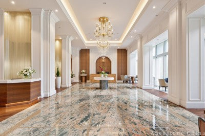 sawn pink Marble wall office