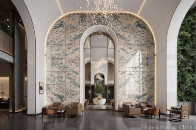 sawn pink Marble wall office