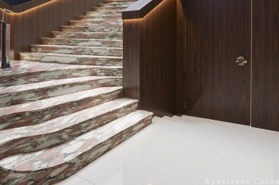 3/4 inch pink Marble floor foyer