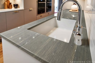 green Marble 120 inch countertop kitchen