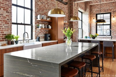 green Marble 120 inch countertop kitchen