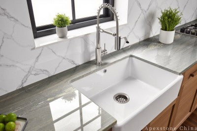green Marble 120 inch countertop kitchen