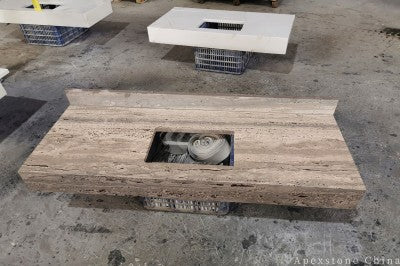 Ocean Bue Travertine slabs
