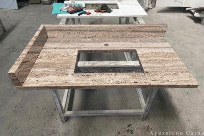 Ocean Bue Travertine slabs