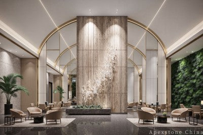 small beige Travertine wall hotel