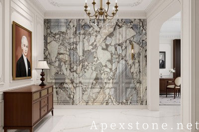 3/4 inch grey Marble floor entry hall