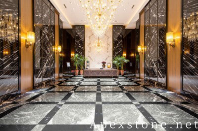 sawn grey Marble wall hotel