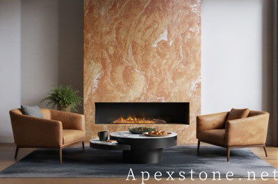 stone veneer orange Marble slab living room wall