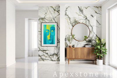 stacked stone veneer white Marble wall entry hall