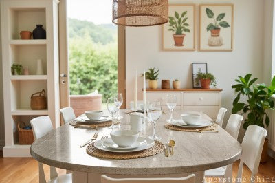 counter height grey Marble dining table