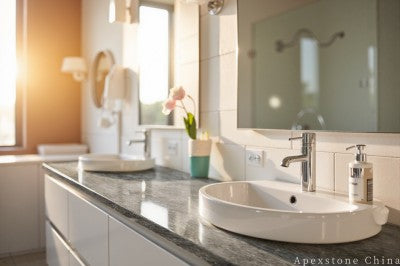 grey Marble Waterfall vanity top bathroom
