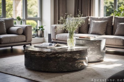 antique black Granite coffee table
