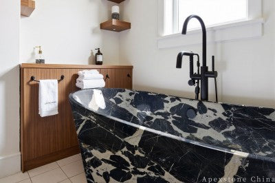 black Marble modern bathtub shower
