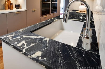 black Marble Leathered countertop kitchen
