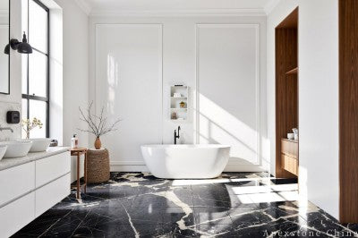 black Marble modern bathtub shower