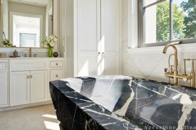 black Marble modern bathtub shower