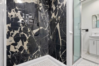 black Marble modern bathtub shower
