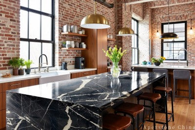 black Marble Leathered countertop kitchen