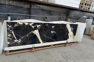 Polishing Portor Gold Marble counter tops