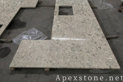 Waterfall Portuguese Grey Limestone island countertops