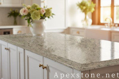 Waterfall Portuguese Grey Limestone island countertops