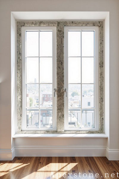 polishing grey Limestone window frames