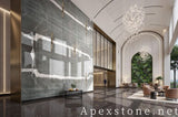 stacked stone green Marble wall office