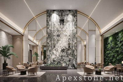 textured green Marble wall hotel