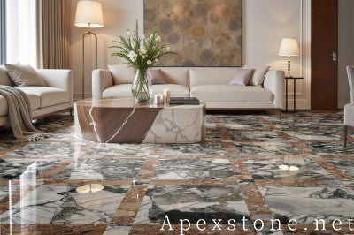 hexagon green Marble medallion