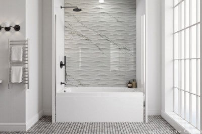 white Marble small tile shower wall