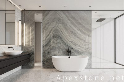 purple Marble small tile shower wall