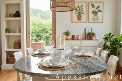 with storage purple Marble dining table