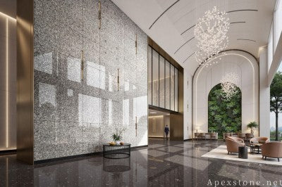 thin grey Granite wall office