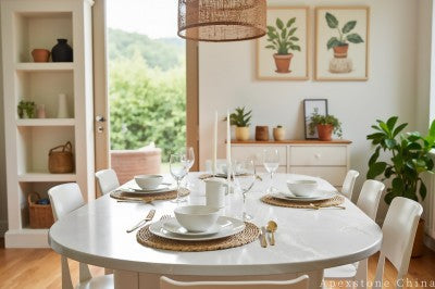 round grey quartz dining table