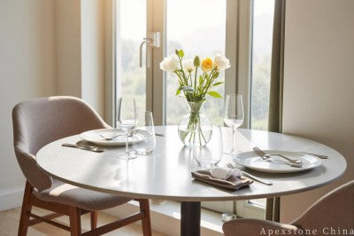 round grey quartz dining table