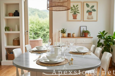 custom white Quartzite dining table